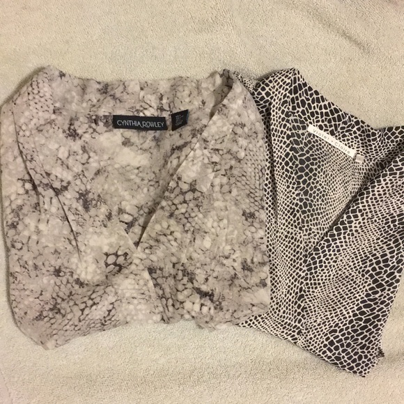 Cynthia Rowley Tops - 2 sleeveless blouses snake animal print reptile L
